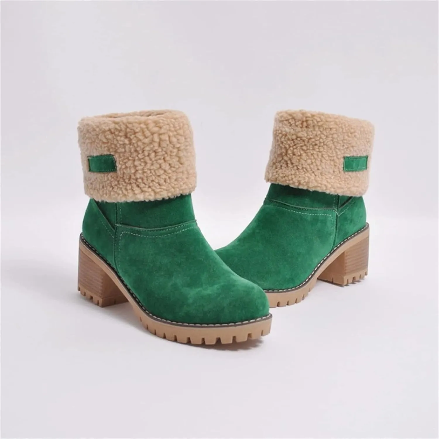 Ladmiple Winter Boots For Women Tall Mid Calf Snow Boots Warm Fur Lined Anti-Slip Outdoor Slip On Comfortable Warm Shoes