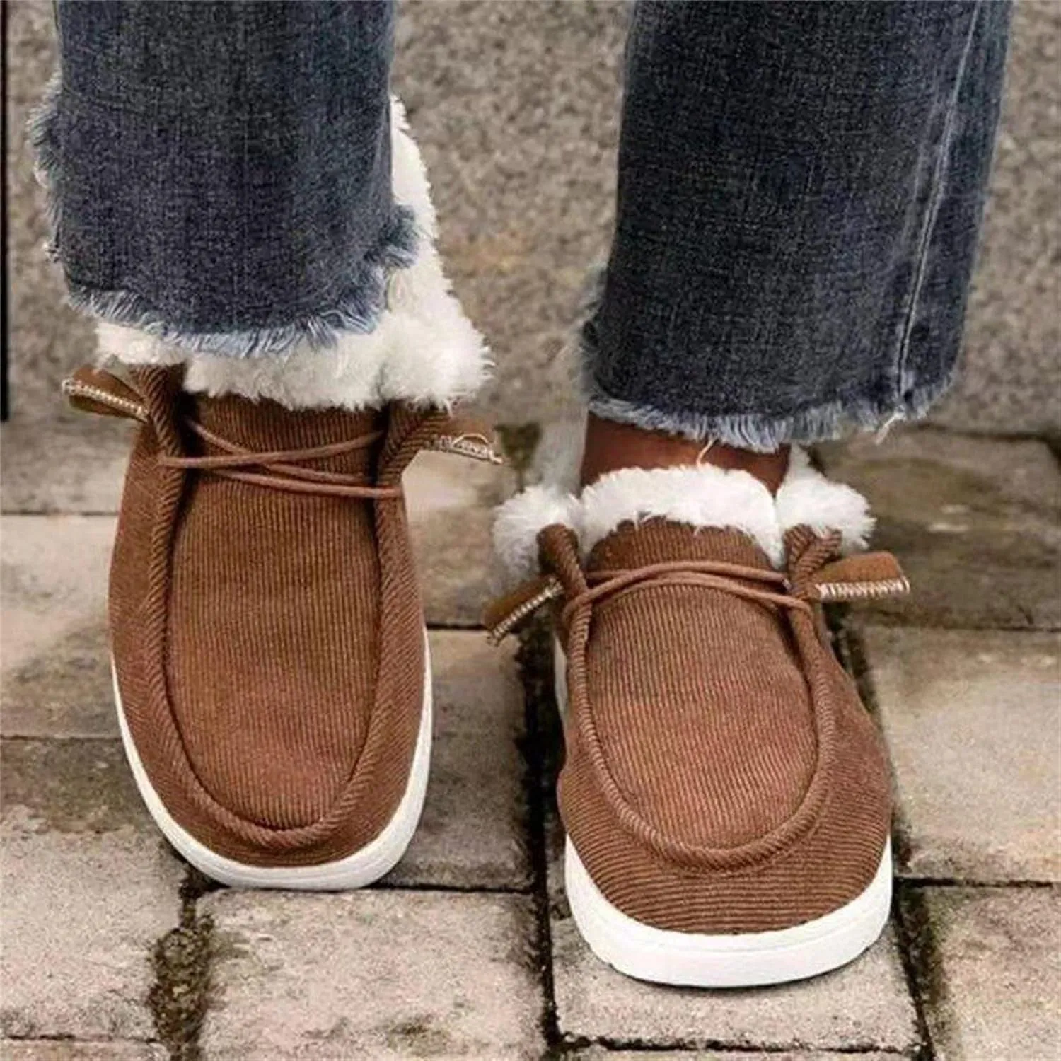 Ladmiple Winter Boots For Women Warm Fur Lined Snow Ankle Boots Outdoor Short Booties Fashion Comfort Slip On Loafers Shoes