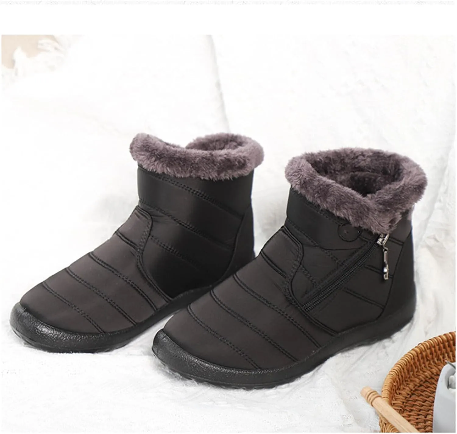 Ladmiple Winter Boots For Women Waterproof Snow Non Slip Warm Fur Lined Ankle Booties Outdoor Comfortable Walking Shoes