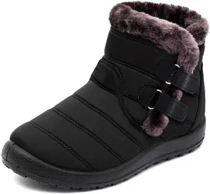 Ladmiple Winter Boots For Women Waterproof Snow Wide Width Fur Lined Warm Slip On Comfortable Outdoor Anti Slip Ankle Booties