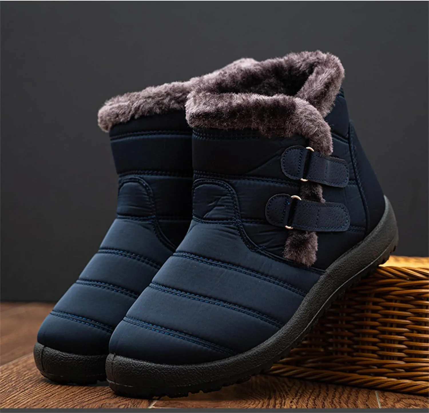 Ladmiple Winter Boots For Women Waterproof Snow Wide Width Fur Lined Warm Slip On Comfortable Outdoor Anti Slip Ankle Booties