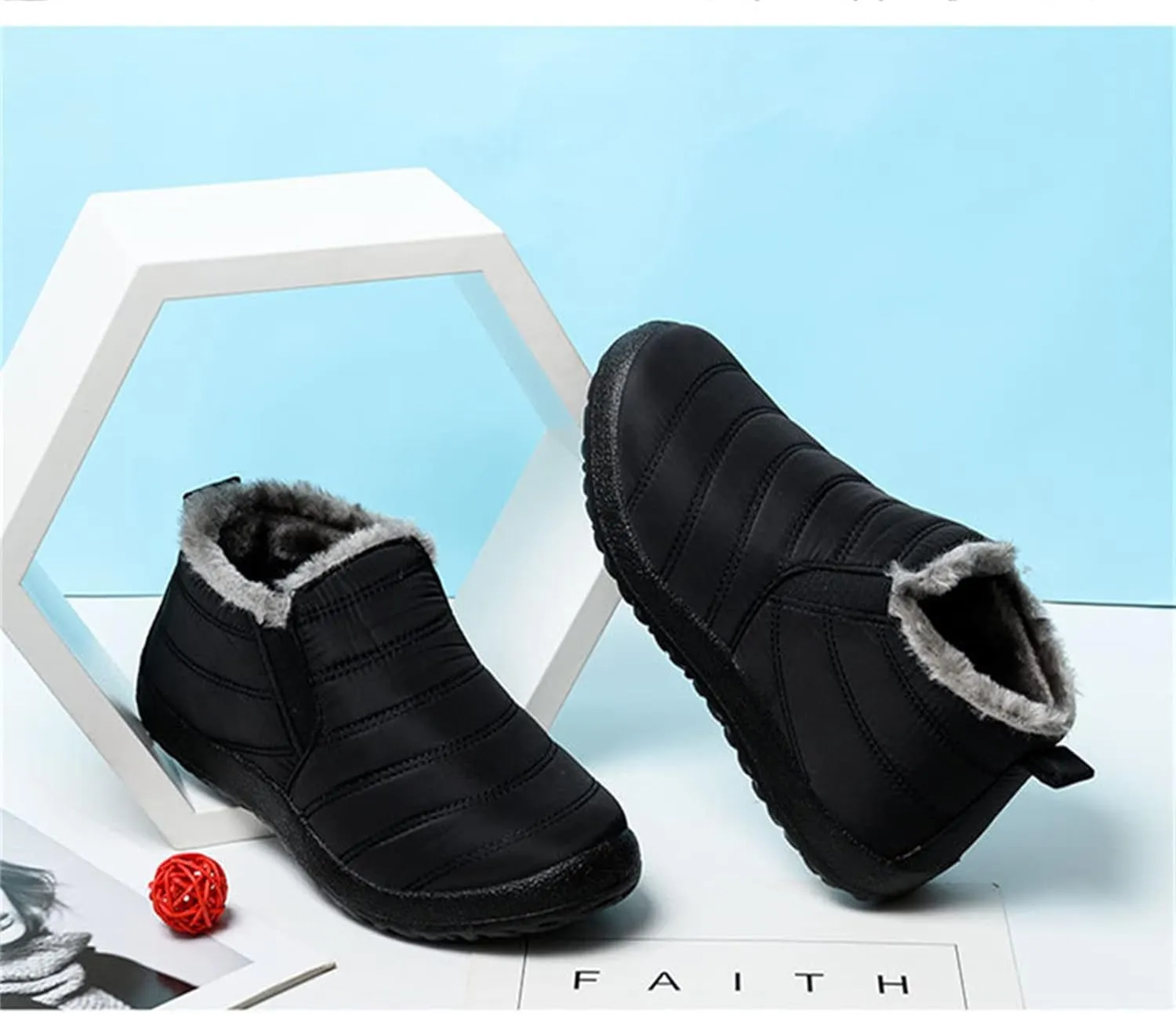 Ladmiple Winter Boots For Women Waterproof Snow Wide Width Fur Lining Comfortable Slip On Outdoor Warm Ankle Booties