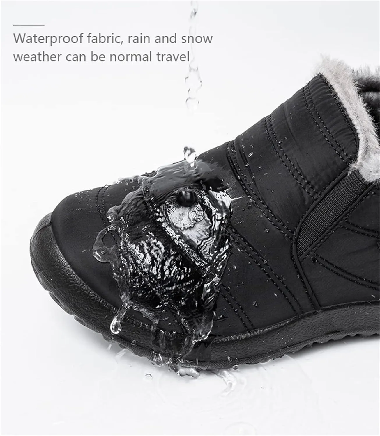 Ladmiple Winter Boots For Women Waterproof Snow Wide Width Fur Lining Comfortable Slip On Outdoor Warm Ankle Booties