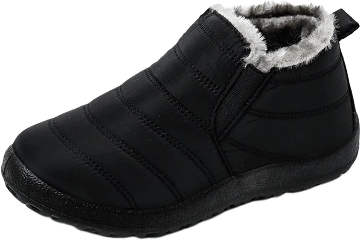 Ladmiple Winter Boots For Women Waterproof Snow Wide Width Fur Lining Comfortable Slip On Outdoor Warm Ankle Booties