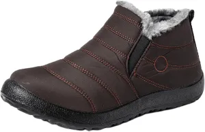 Ladmiple Winter Boots For Women Waterproof Snow Wide Width Warm Ankle Booties Comfortable Slip On Fur Lined Outdoor Shoes