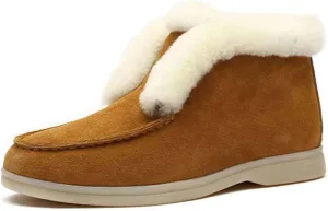 Ladmiple Winter Boots For Women Wide Width Snow Boots with Fur Lined Warm Slip On Ankle Booties Comfortable Walking Shoes