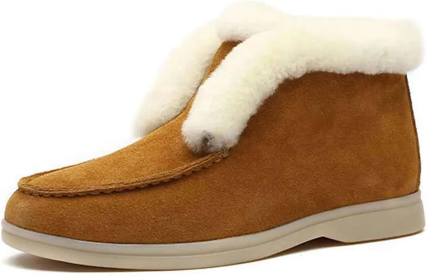 Ladmiple Winter Boots For Women Wide Width Snow Boots with Fur Lined Warm Slip On Ankle Booties Comfortable Walking Shoes