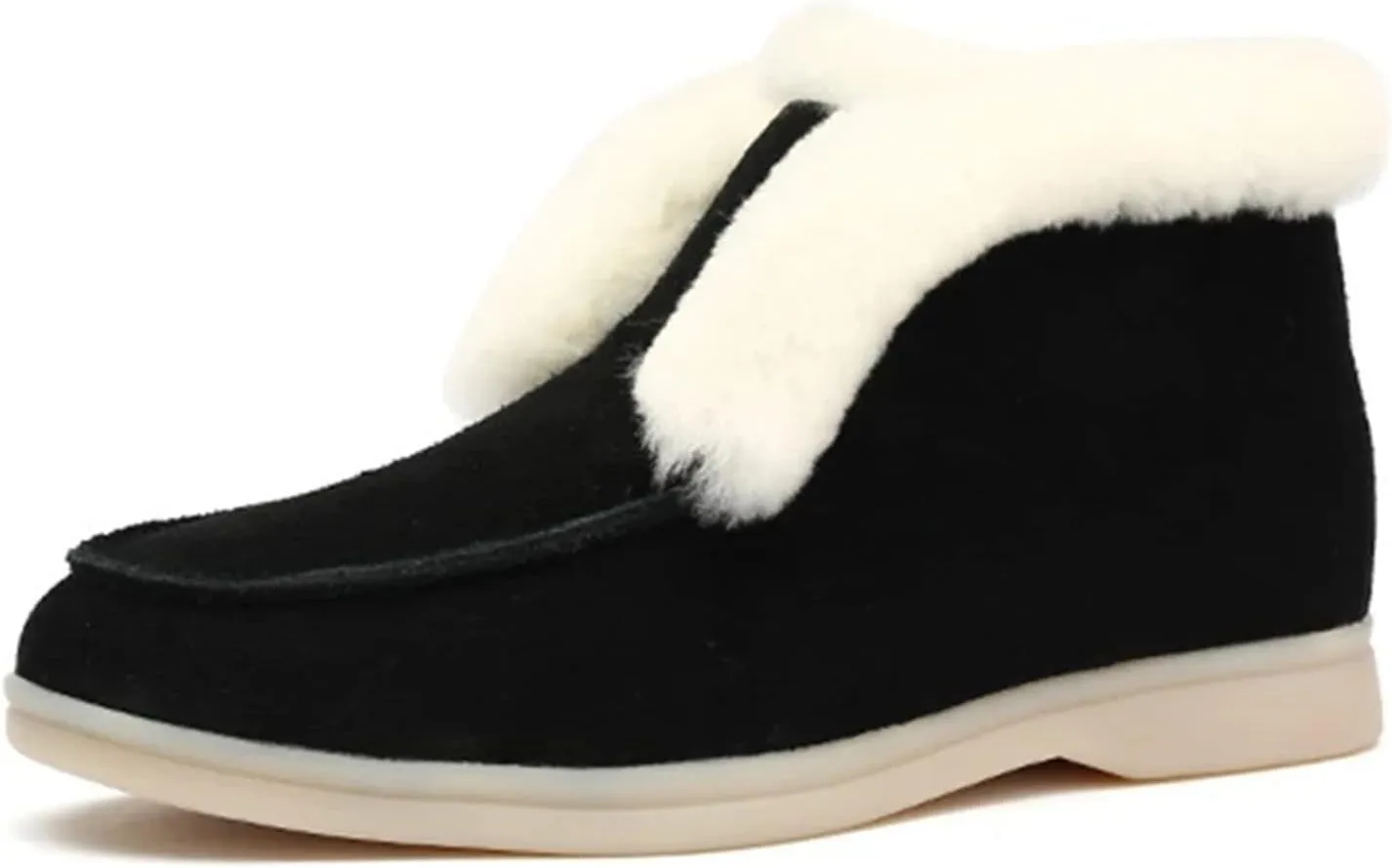 Ladmiple Winter Boots For Women Wide Width Snow Boots with Fur Lined Warm Slip On Ankle Booties Comfortable Walking Shoes