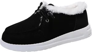 Ladmiple Winter Boots For Women With Fur Lined Snow Boots Warm Slip On Ankle Booties Comfortable Anti Slip Walking Shoes