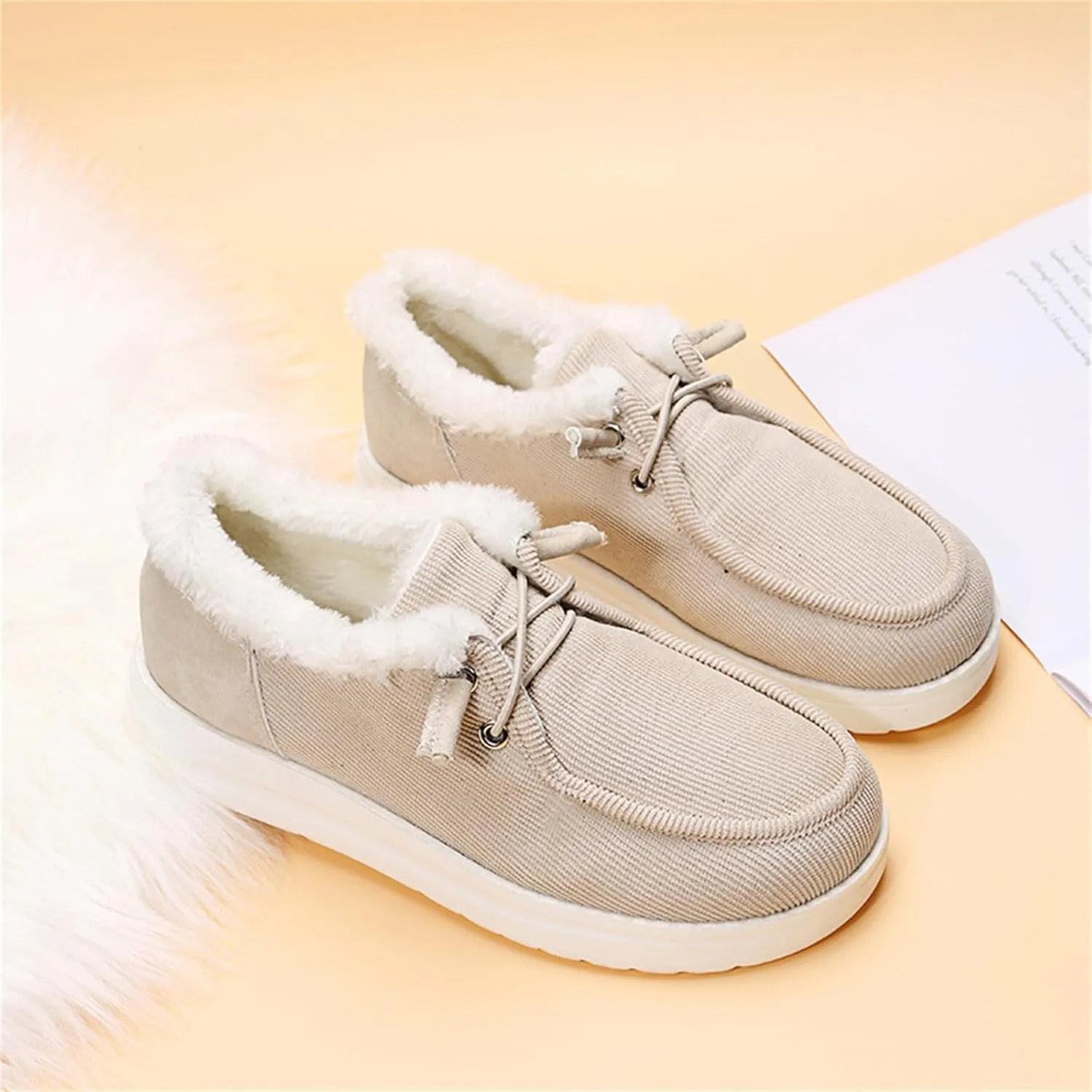Ladmiple Winter Boots For Women With Fur Lined Snow Boots Warm Slip On Ankle Booties Comfortable Anti Slip Walking Shoes