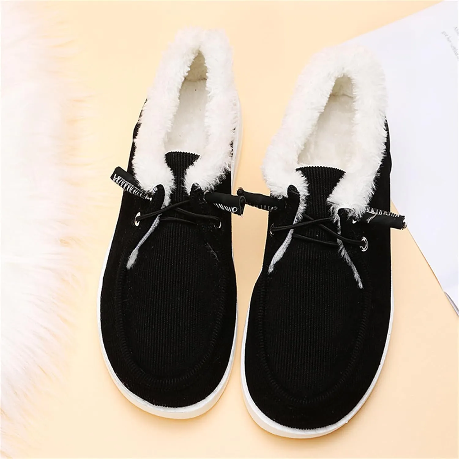 Ladmiple Winter Boots For Women With Fur Lined Snow Boots Warm Slip On Ankle Booties Comfortable Anti Slip Walking Shoes