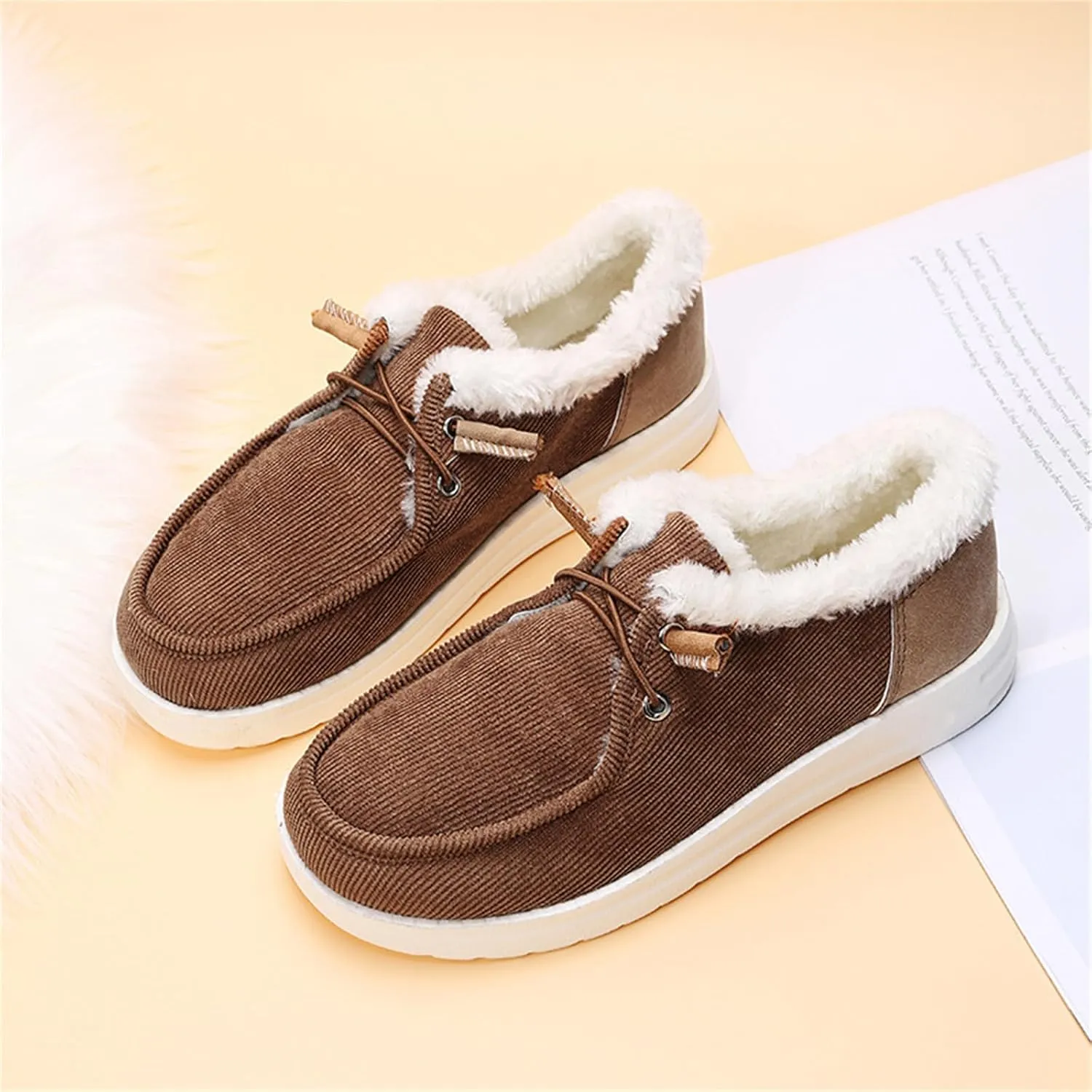 Ladmiple Winter Boots For Women With Fur Lined Snow Boots Warm Slip On Ankle Booties Comfortable Anti Slip Walking Shoes