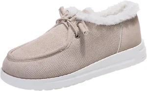 Ladmiple Winter Boots For Women With Fur Lined Snow Boots Warm Slip On Ankle Booties Comfortable Anti Slip Walking Shoes