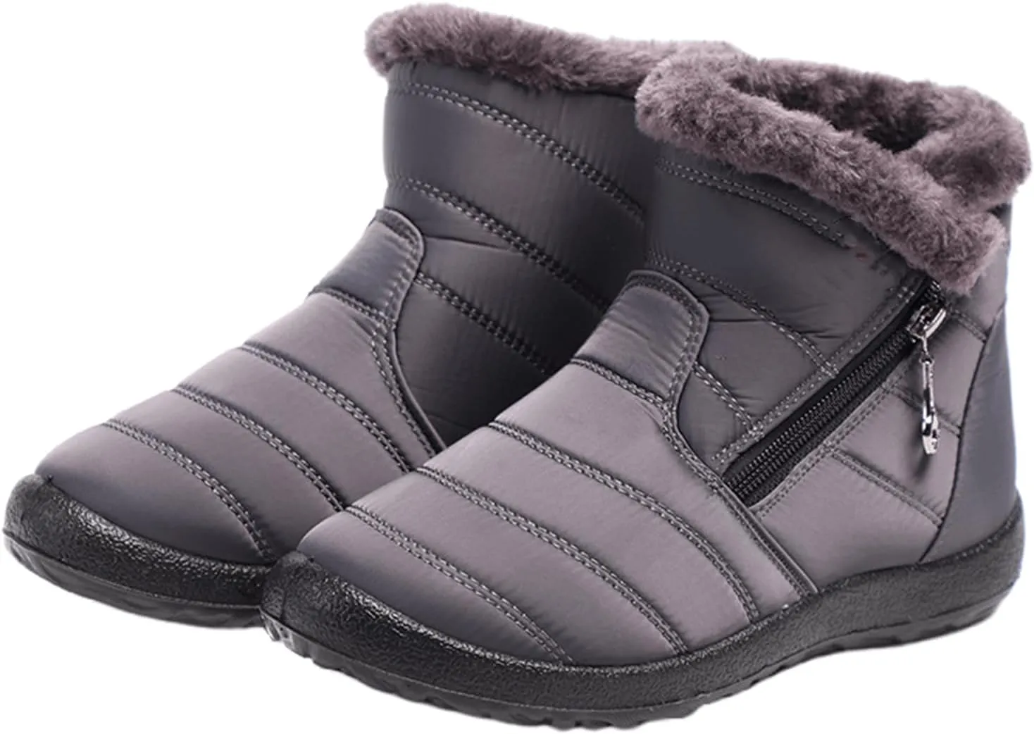 Lausiuoe Snow Boots For Women Waterproof Insulated Wide Width Fur Lined Winter Ankle Booties Outdoor Comfortable Shoes