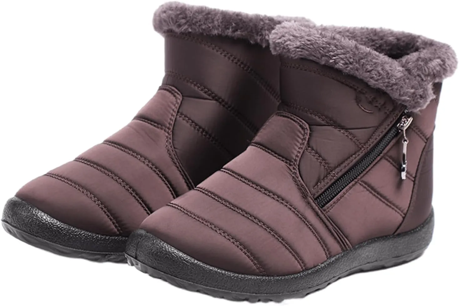Lausiuoe Snow Boots For Women Waterproof Insulated Wide Width Fur Lined Winter Ankle Booties Outdoor Comfortable Shoes