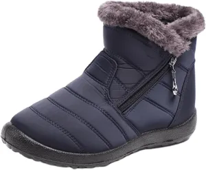 Lausiuoe Snow Boots For Women Waterproof Insulated Wide Width Fur Lined Winter Ankle Booties Outdoor Comfortable Shoes