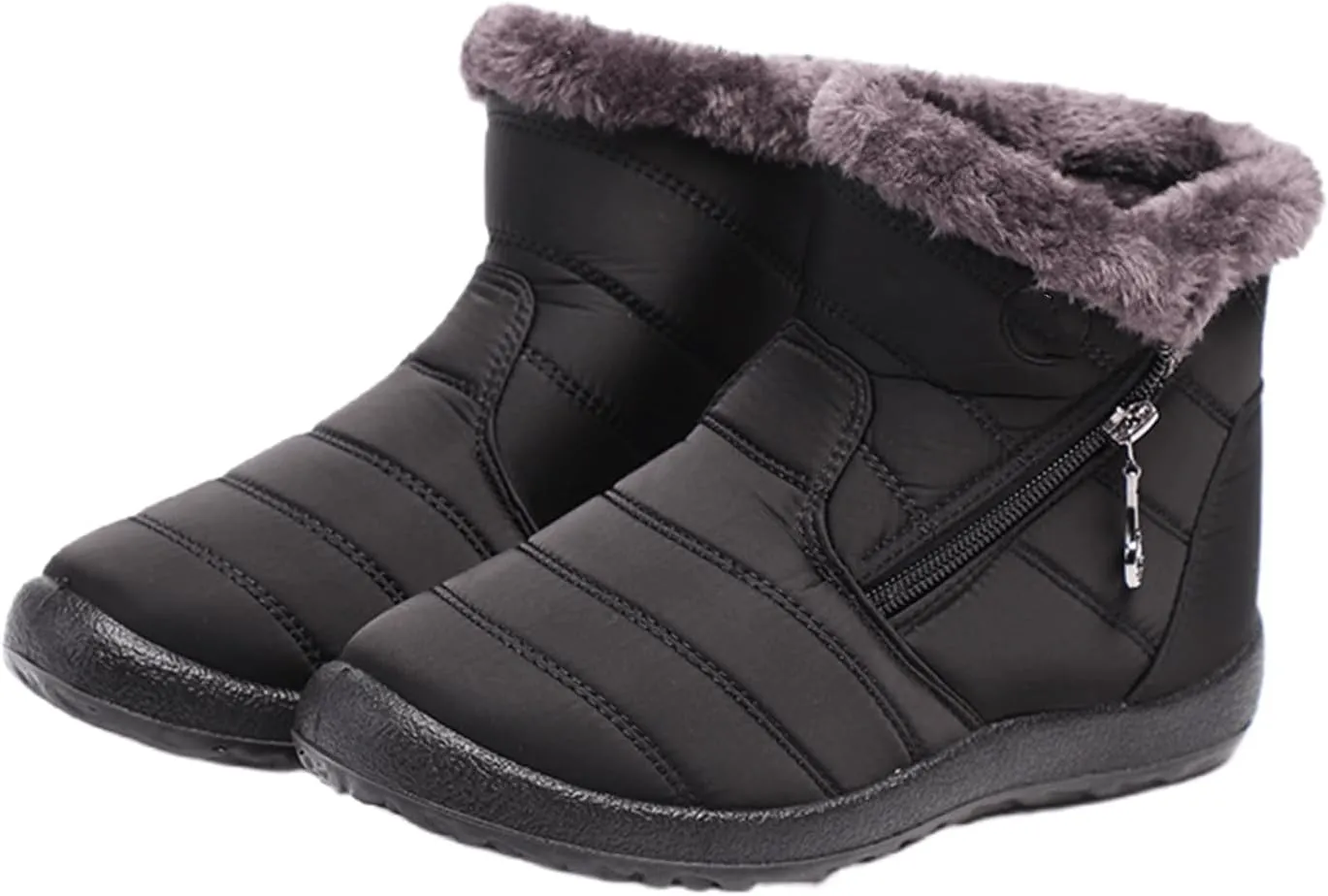 Lausiuoe Snow Boots For Women Waterproof Insulated Wide Width Fur Lined Winter Ankle Booties Outdoor Comfortable Shoes
