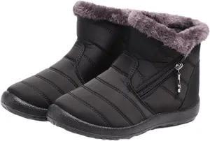 Lausiuoe Snow Boots For Women Waterproof Insulated Wide Width Fur Lined Winter Ankle Booties Outdoor Comfortable Shoes