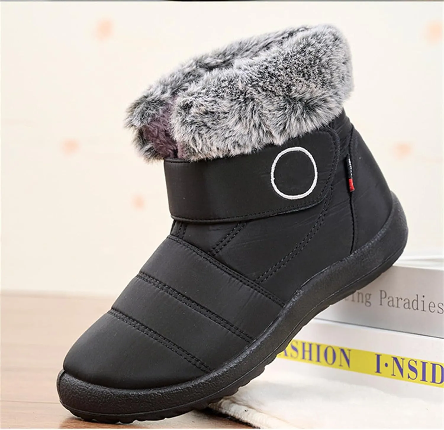 Lausiuoe Snow Boots For Women Waterproof Insulated Wide Width Winter Ankle Booties Warm Fur Lined Outdoor Walking Shoes