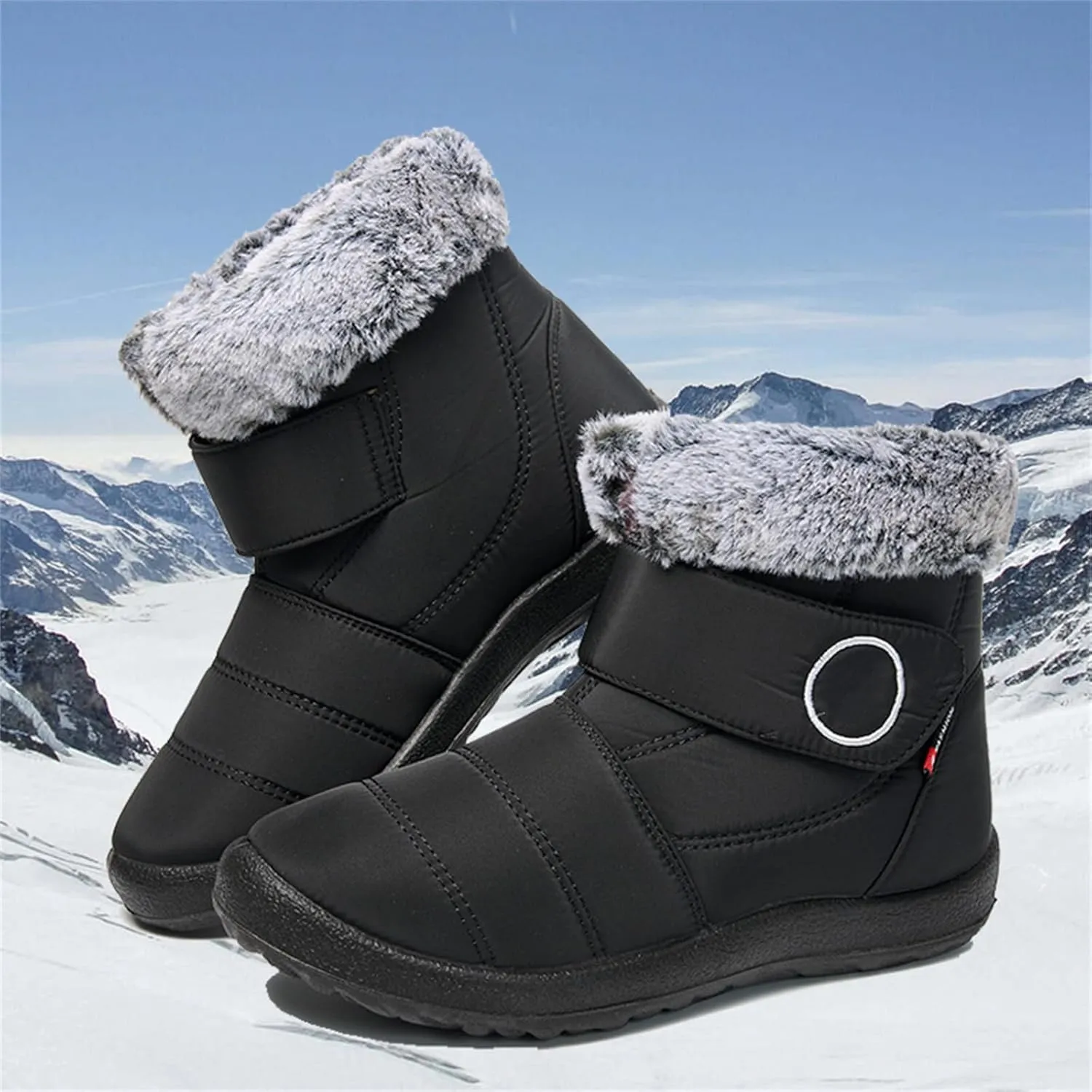 Lausiuoe Snow Boots For Women Waterproof Insulated Wide Width Winter Ankle Booties Warm Fur Lined Outdoor Walking Shoes