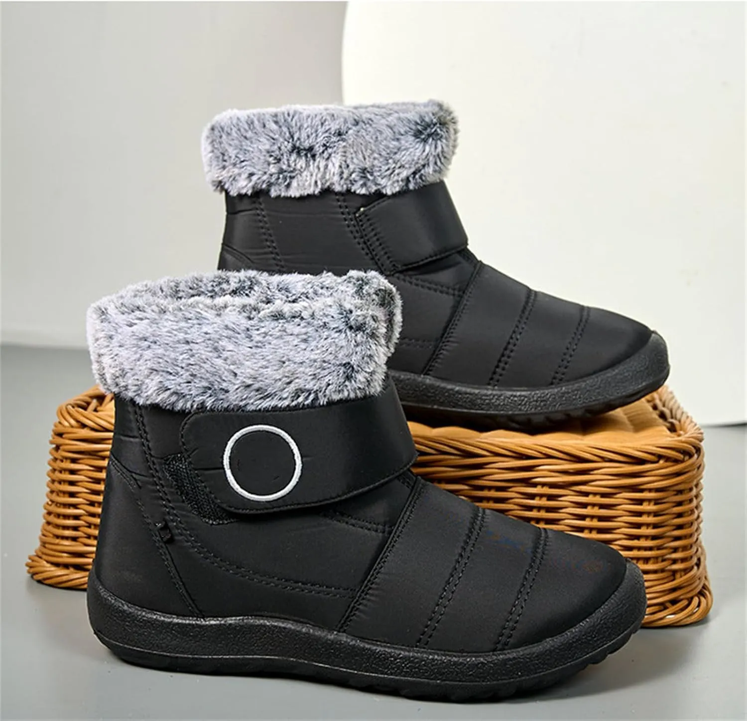Lausiuoe Snow Boots For Women Waterproof Insulated Wide Width Winter Ankle Booties Warm Fur Lined Outdoor Walking Shoes