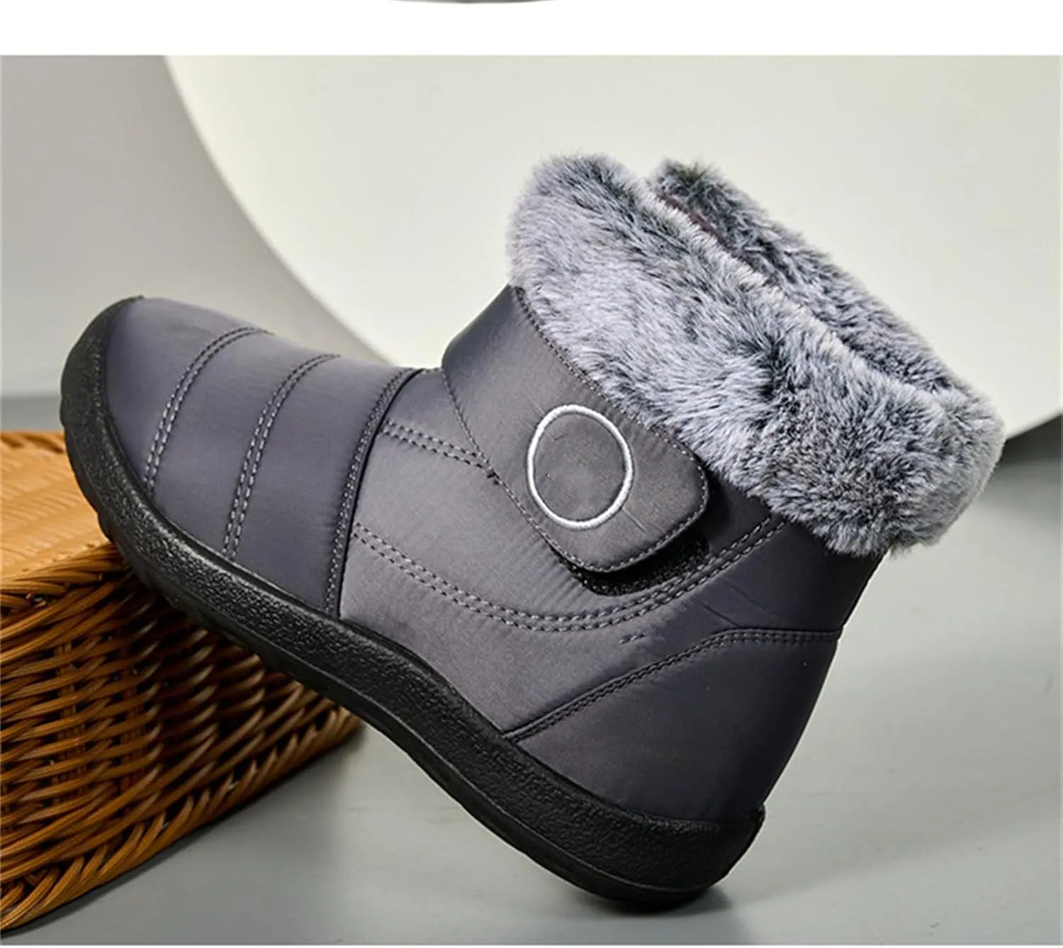 Lausiuoe Snow Boots For Women Waterproof Insulated Wide Width Winter Ankle Booties Warm Fur Lined Outdoor Walking Shoes