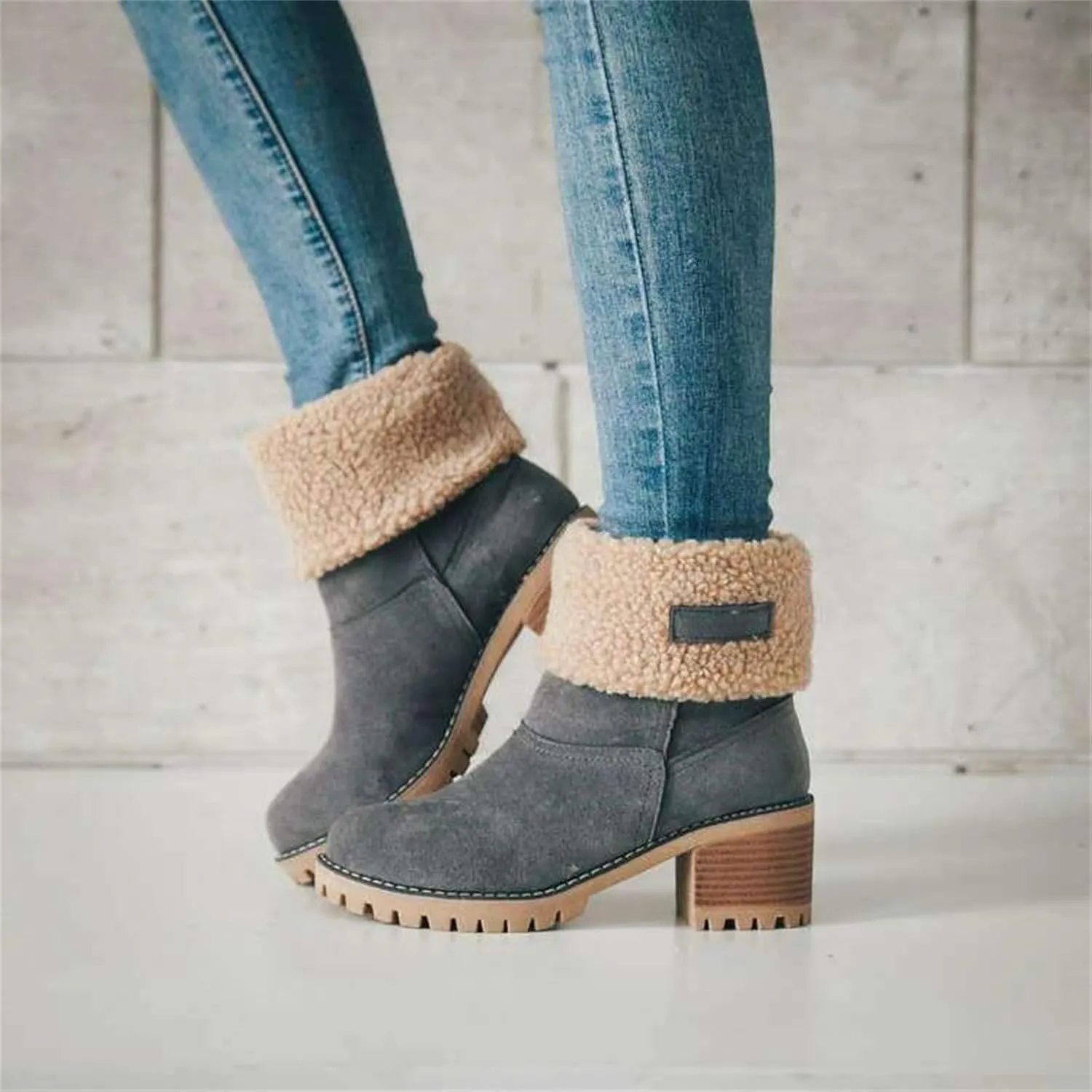 Lausiuoe Winter Boots For Women Fashion 2022 Women's Cotton Warm Fur Lined Snow Flat Cute Platform Booties Fuzzy Outdoor Shoes