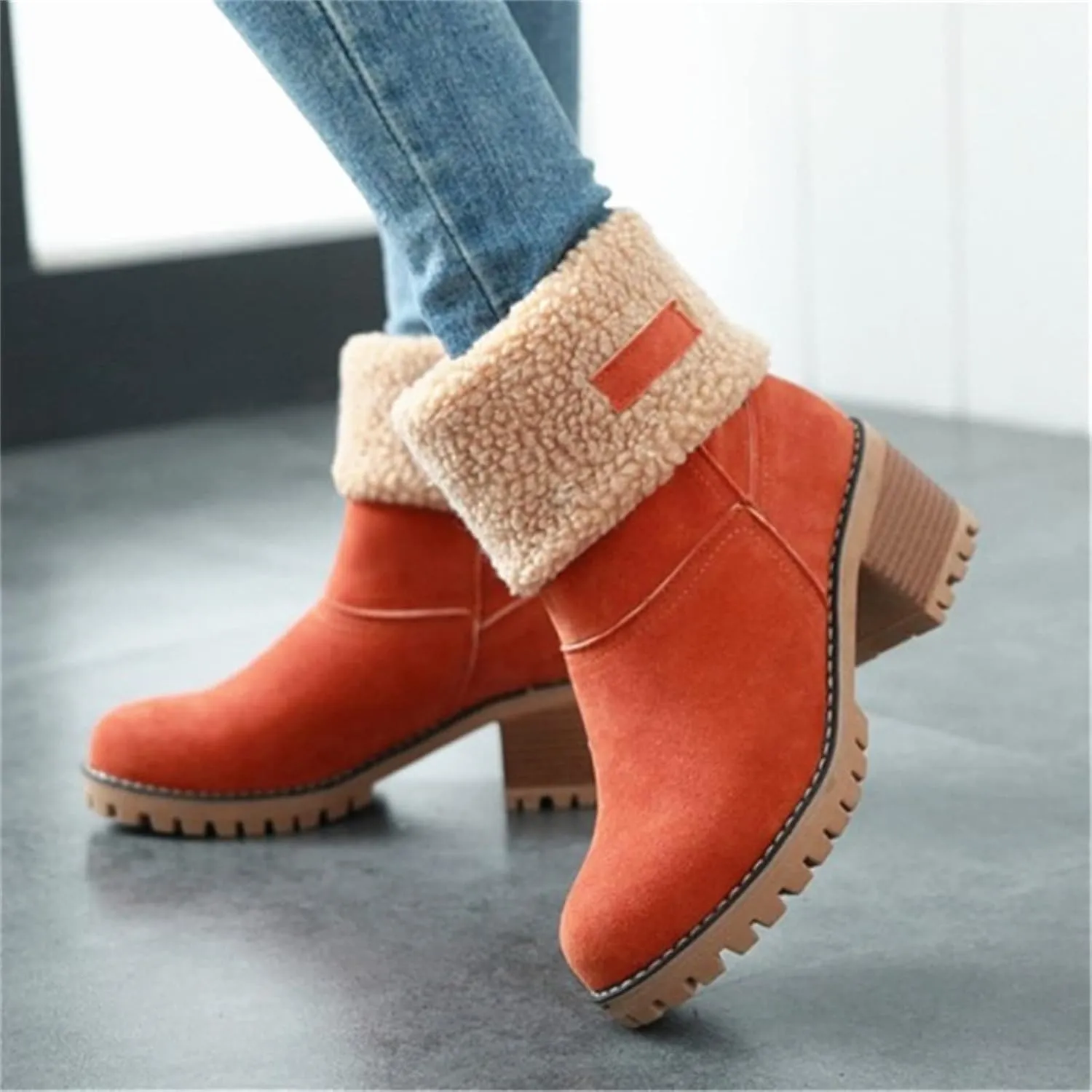 Lausiuoe Winter Boots For Women Fashion 2022 Women's Cotton Warm Fur Lined Snow Flat Cute Platform Booties Fuzzy Outdoor Shoes