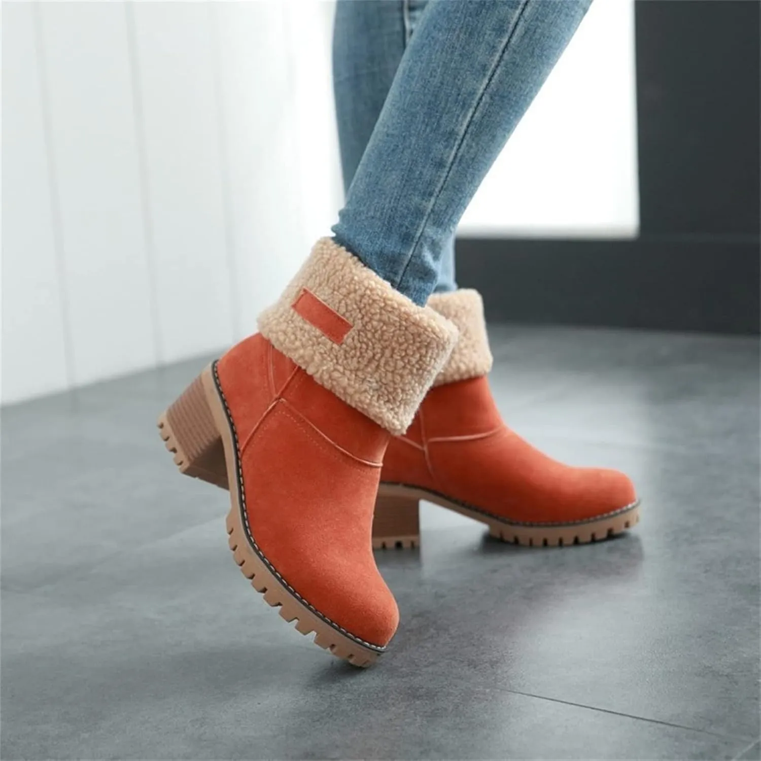Lausiuoe Winter Boots For Women Fashion 2022 Women's Cotton Warm Fur Lined Snow Flat Cute Platform Booties Fuzzy Outdoor Shoes