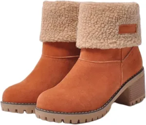 Lausiuoe Winter Boots For Women Fashion 2022 Women's Cotton Warm Fur Lined Snow Flat Cute Platform Booties Fuzzy Outdoor Shoes