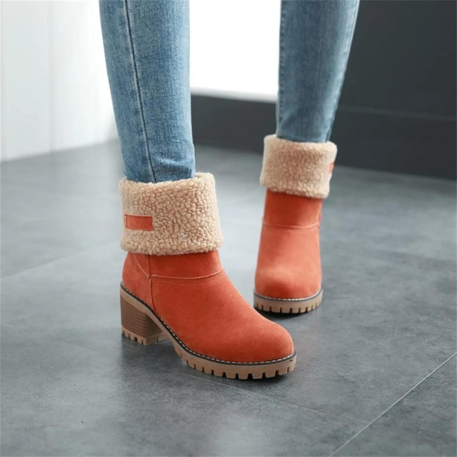 Lausiuoe Winter Boots For Women Fashion 2022 Women's Cotton Warm Fur Lined Snow Flat Cute Platform Booties Fuzzy Outdoor Shoes