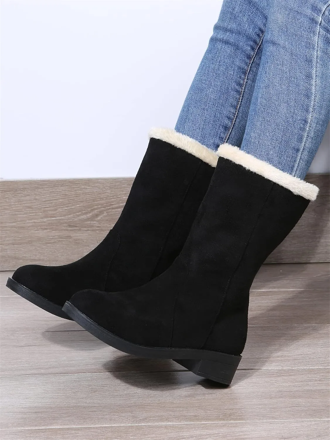 Lausiuoe Winter Boots For Women Fashion 2022 Womens Snow Boots Fur Lined Warm Fuzzy booties Casual Outdoor Comfortable Shoes