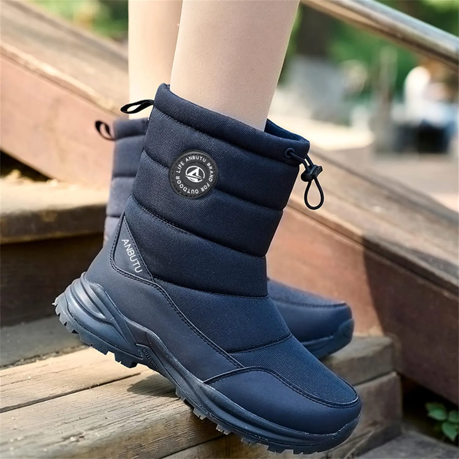 Lausiuoe Winter Boots For Women Waterproof Snow Non Slip Fur Lining Comfortable Slip On Warm Ankle Booties Outdoor Shoes