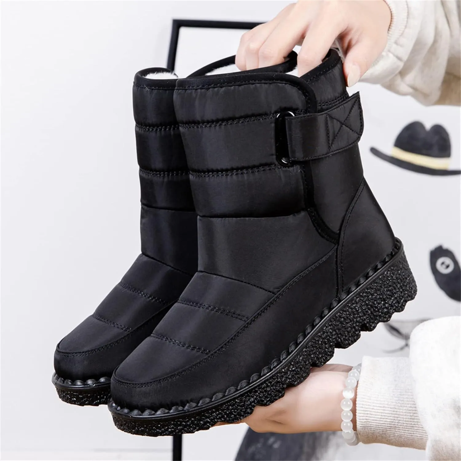 Lausiuoe Winter Boots For Women Waterproof Snow Non Slip Warm Fur Lined Anti-Slip Ankle Booties Outdoor Walking Shoes