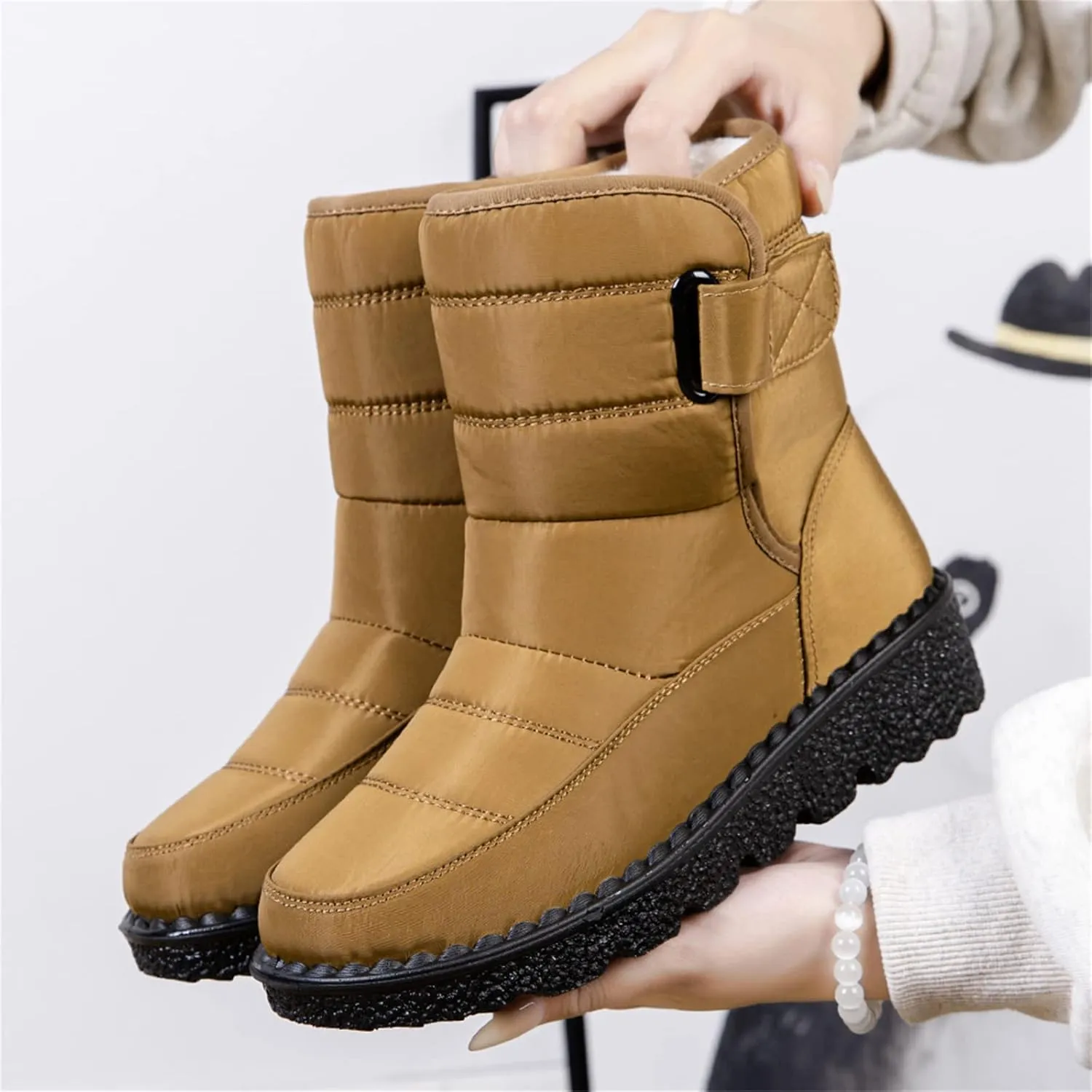 Lausiuoe Winter Boots For Women Waterproof Snow Non Slip Warm Fur Lined Anti-Slip Ankle Booties Outdoor Walking Shoes