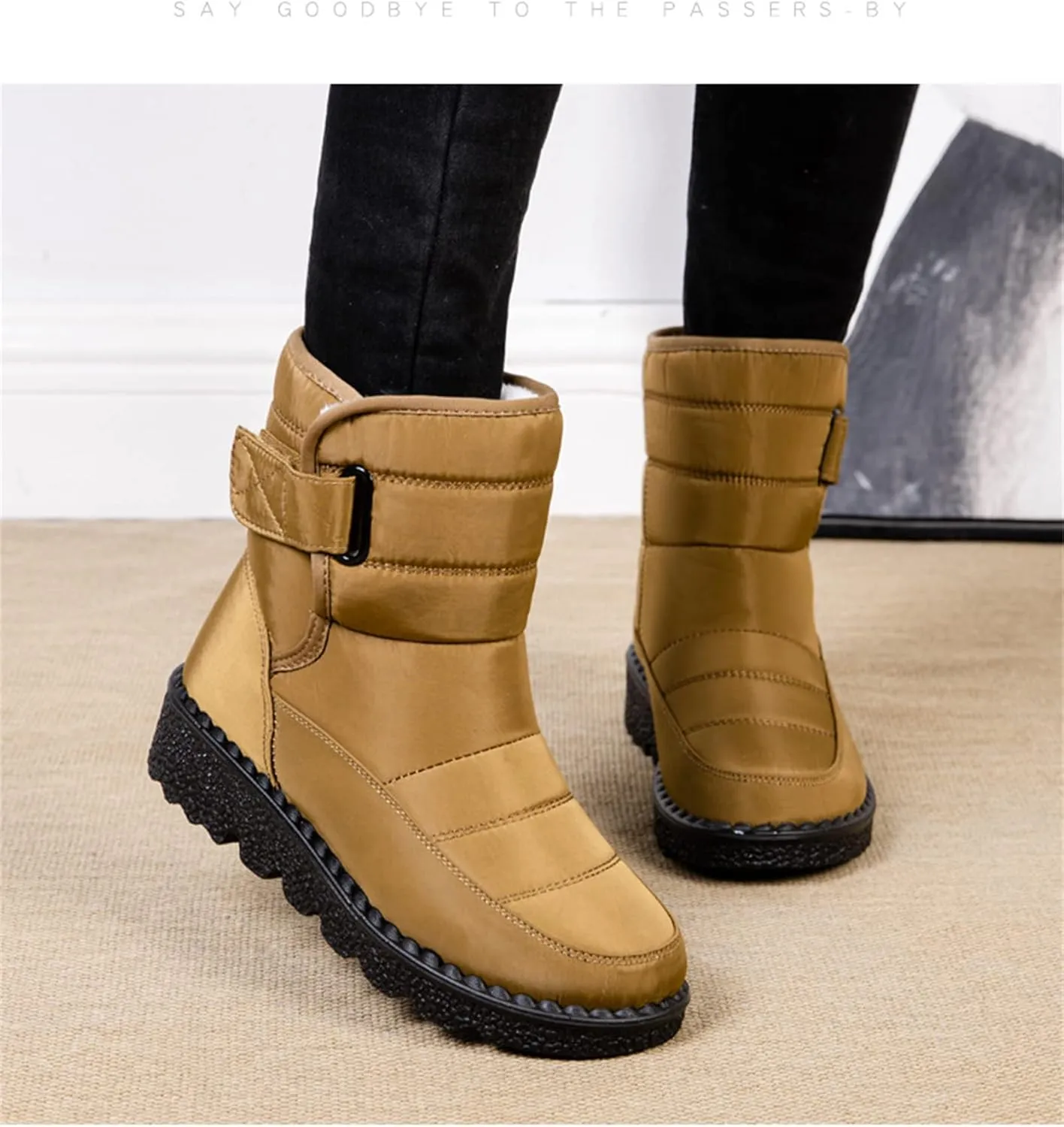 Lausiuoe Winter Boots For Women Waterproof Snow Non Slip Warm Fur Lined Anti-Slip Ankle Booties Outdoor Walking Shoes