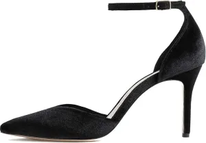 LEHOOR Women Sexy High Heels Pumps Ankle Strap Pointed Toe Dress Shoes D'orsay 3" Stiletto Heels Velvet Sandals Closed Pointy toe Cutout Buckle Wedding Party Shoe Ladies Fashion Spring 4-11 M US