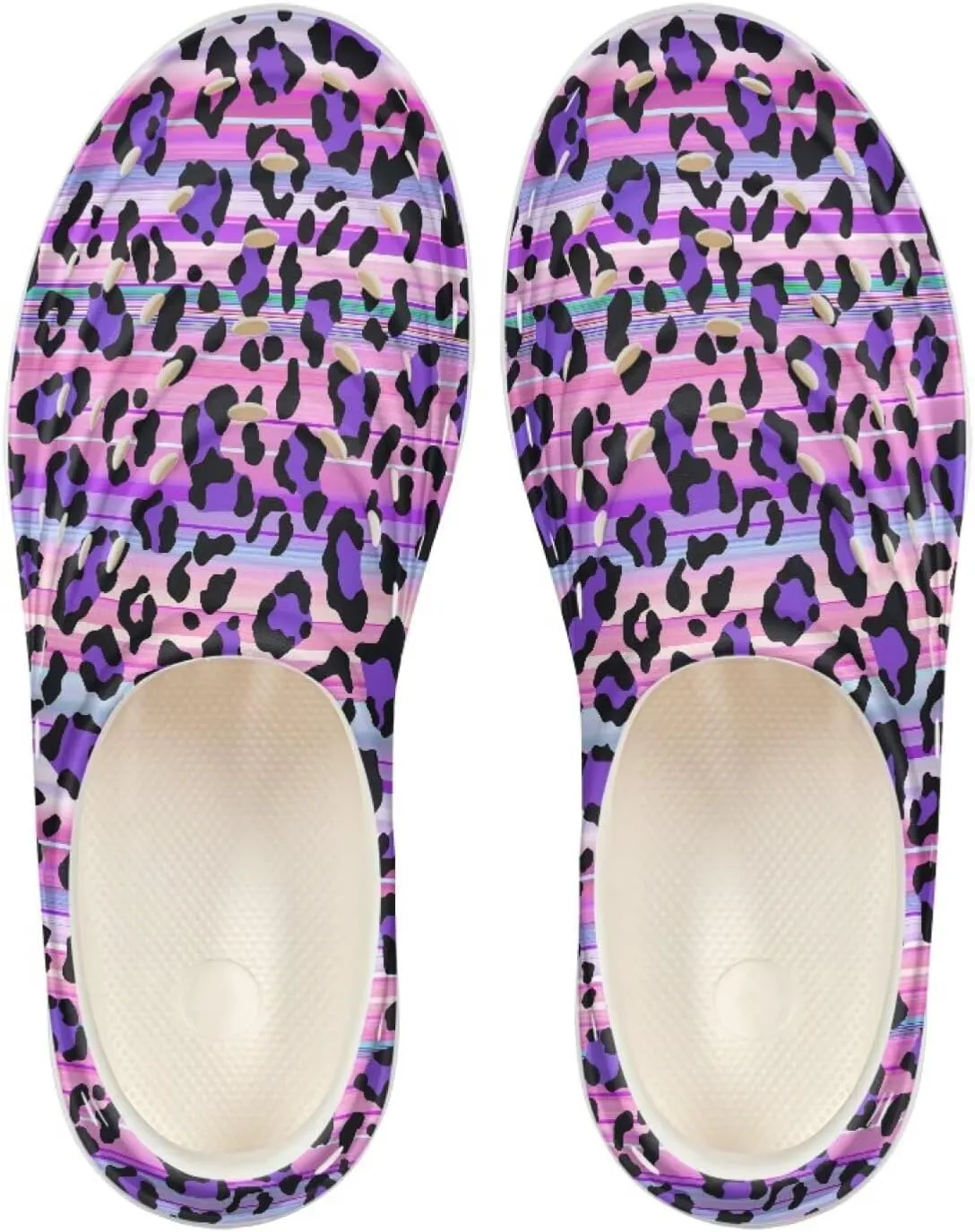 Leopard Print Slip On Water Shoes For Kids Eva Shower Breathable Pillow Closed Toe Sandals Running Sneakers