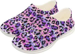 Leopard Print Slip On Water Shoes For Kids Eva Shower Breathable Pillow Closed Toe Sandals Running Sneakers
