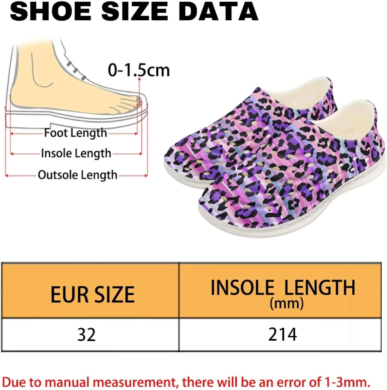 Leopard Print Slip On Water Shoes For Kids Eva Shower Breathable Pillow Closed Toe Sandals Running Sneakers