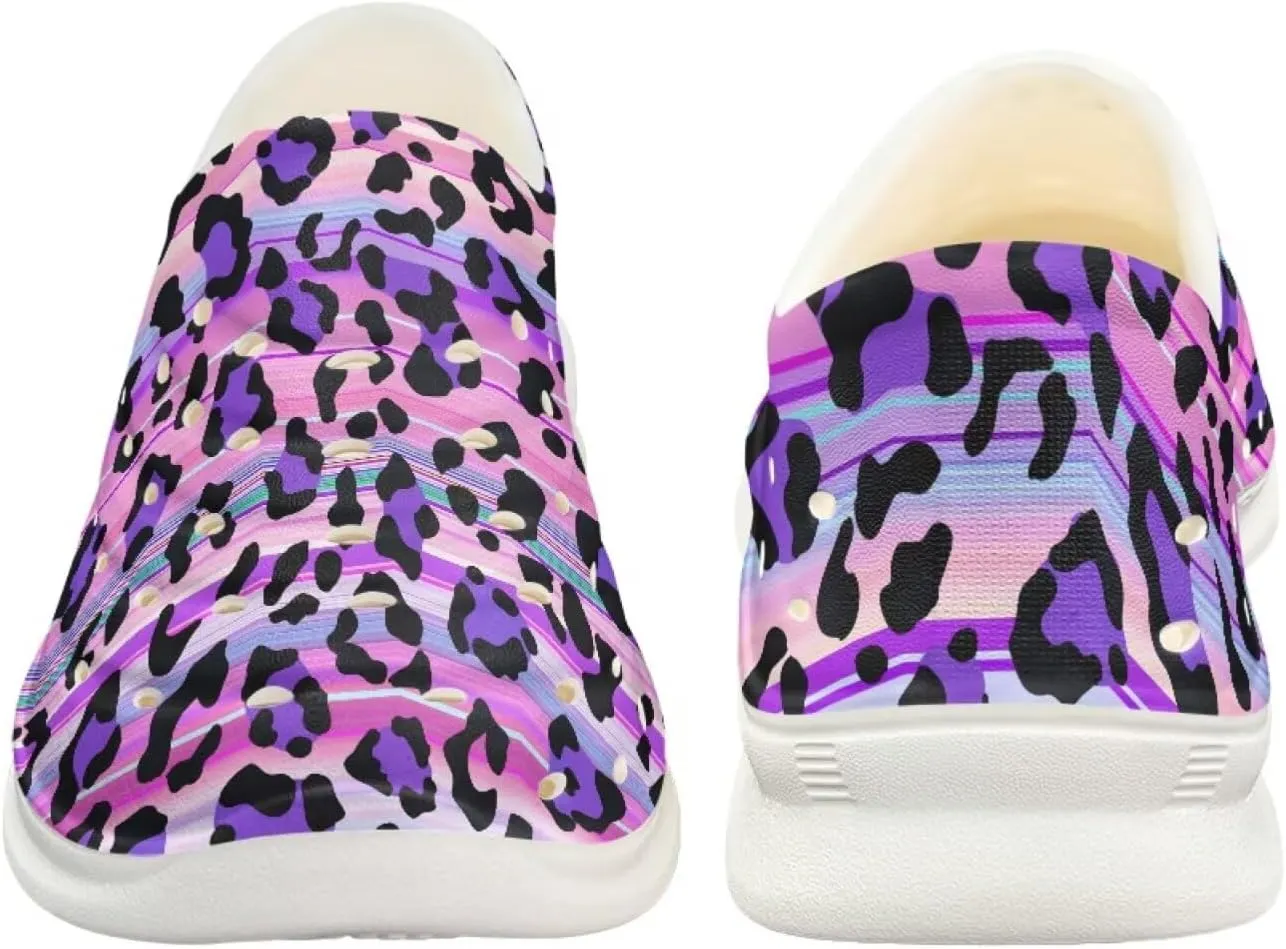 Leopard Print Slip On Water Shoes For Kids Eva Shower Breathable Pillow Closed Toe Sandals Running Sneakers
