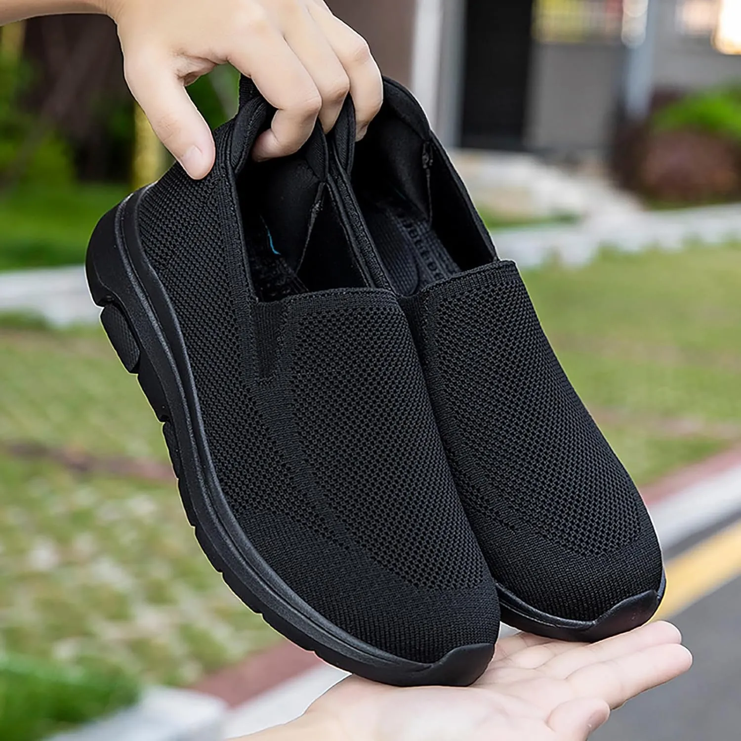 Lightweight Diabetic Shoes for Men Lightweight Breathable Slip on Running Shoe Hook and Loop Orthopedic Sneakers