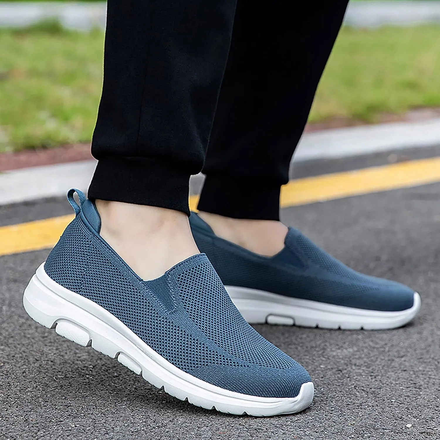 Lightweight Diabetic Shoes for Men Lightweight Breathable Slip on Running Shoe Hook and Loop Orthopedic Sneakers