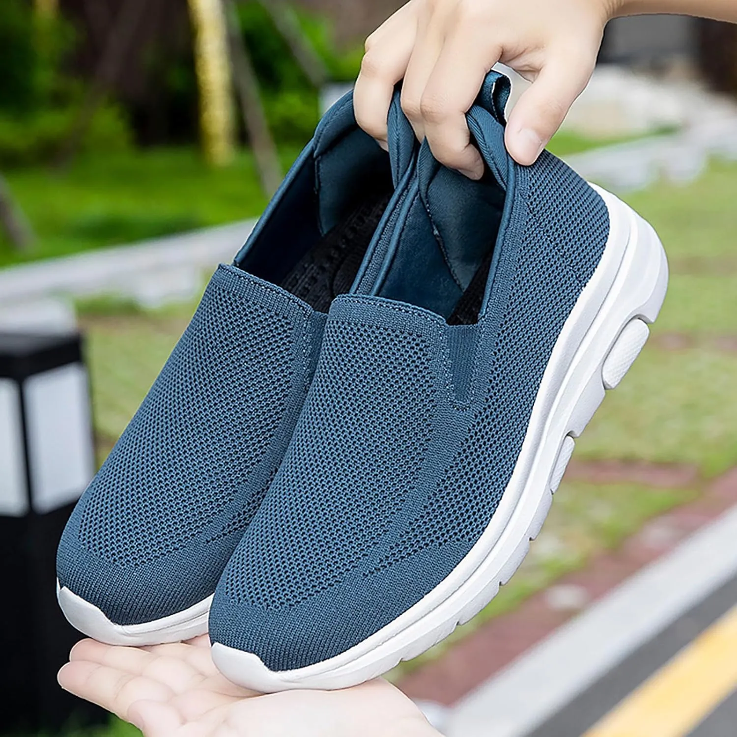 Lightweight Diabetic Shoes for Men Lightweight Breathable Slip on Running Shoe Hook and Loop Orthopedic Sneakers