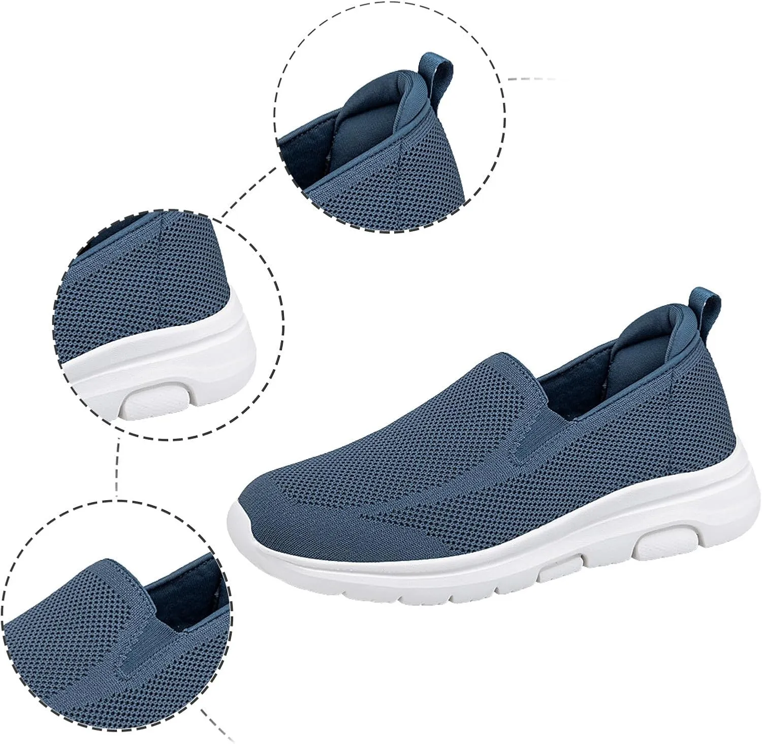 Lightweight Diabetic Shoes for Men Lightweight Breathable Slip on Running Shoe Hook and Loop Orthopedic Sneakers
