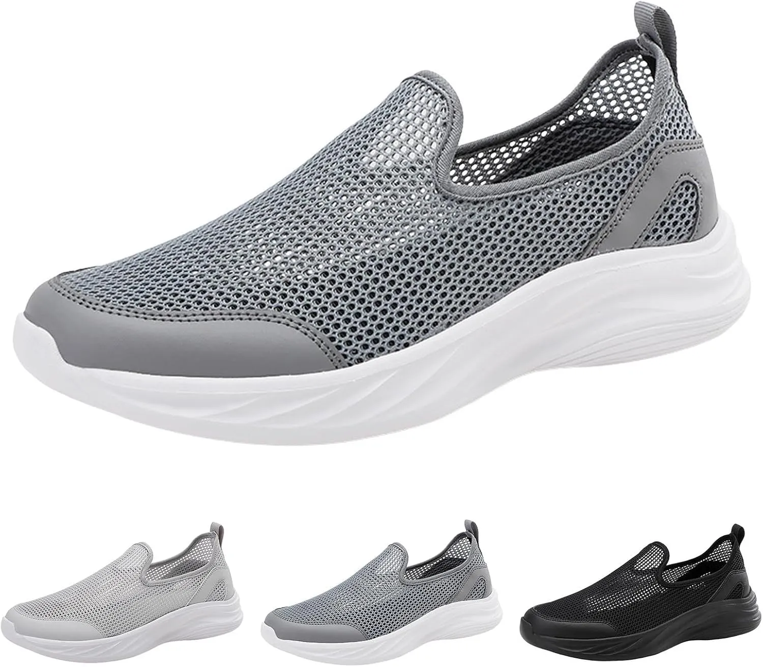 Lightweight Diabetic Shoes for Men Lightweight Breathable Walking Shoe Gym Tennis Soft Flat Soled Elderly Shoes