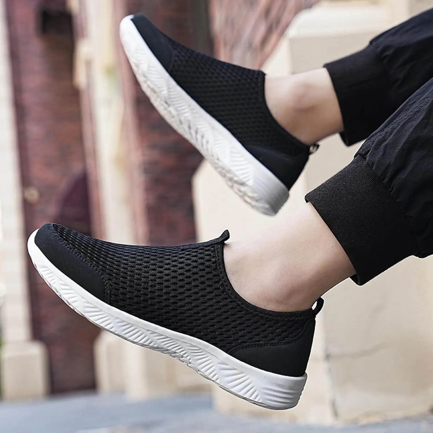 Lightweight Non Slip Sneakers for Men Comfortable Lightweight Casual Walking Shoe Soft Flat Soled Elderly Shoes