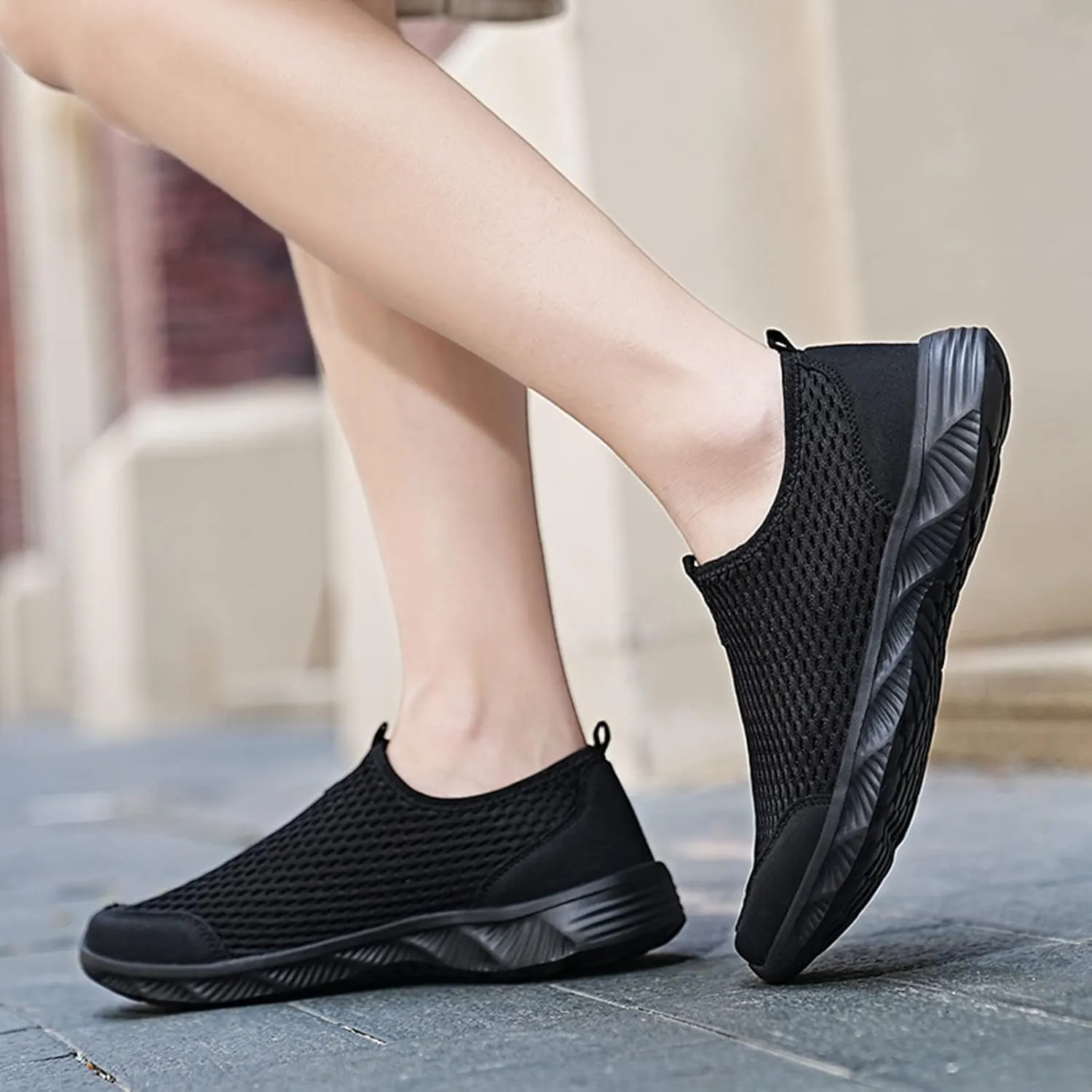 Lightweight Non Slip Sneakers for Men Comfortable Lightweight Casual Walking Shoe Soft Flat Soled Elderly Shoes