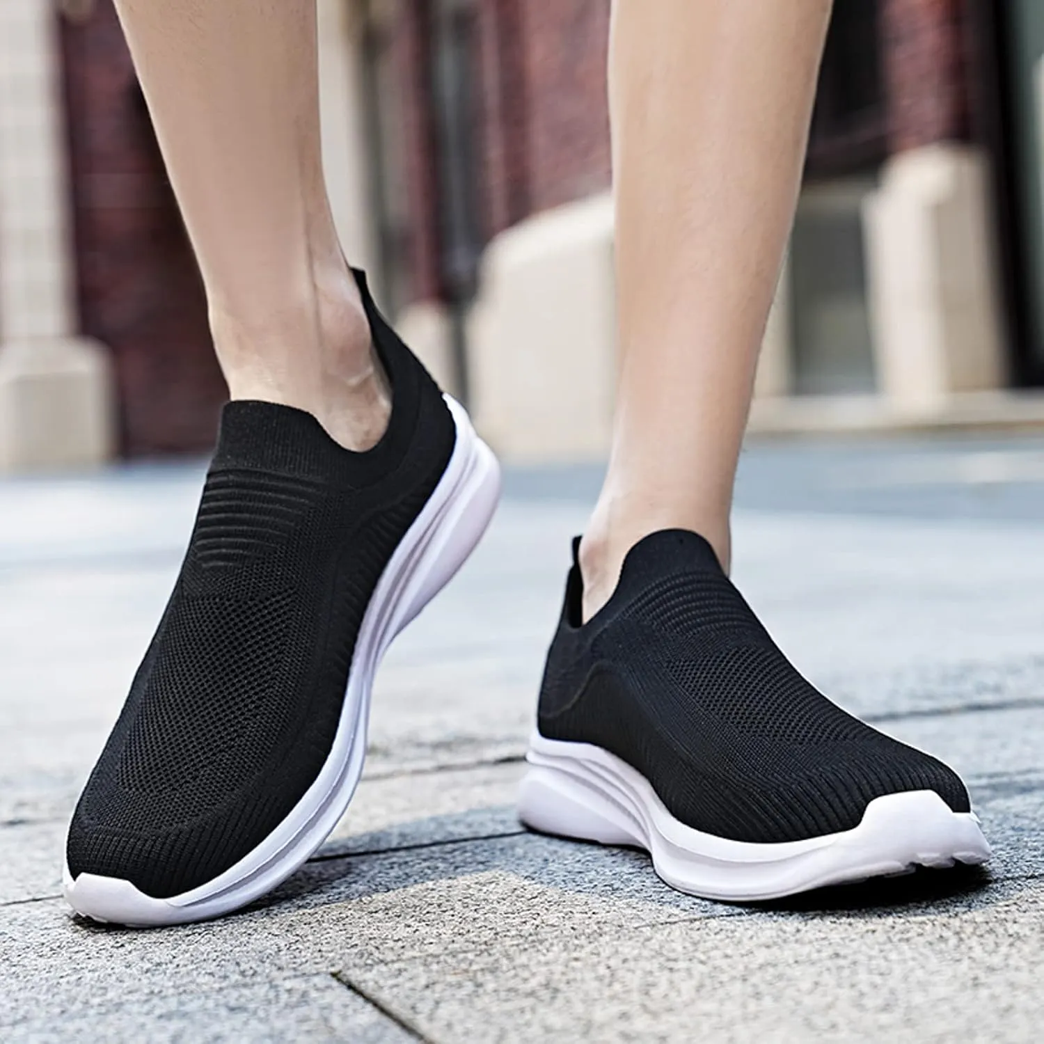 Lightweight Work Shoes for Men Comfortable Breathable Stretch Canvas Slip On Sneaker Lightweight Barefoot Shoes
