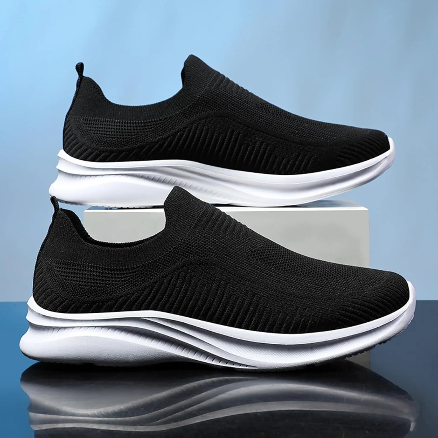 Lightweight Work Shoes for Men Comfortable Breathable Stretch Canvas Slip On Sneaker Lightweight Barefoot Shoes